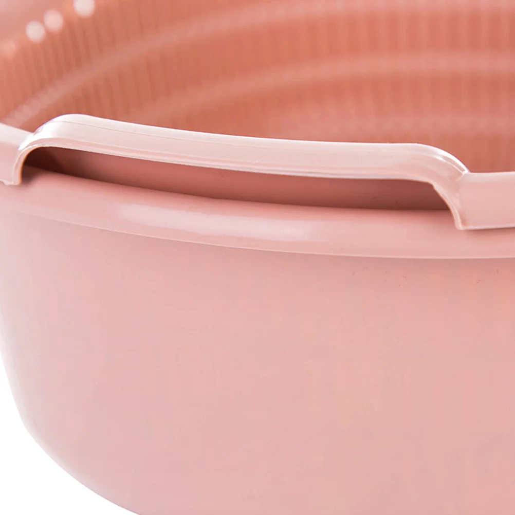 

2 In 1 Pink Kitchen Strainer Detachable Fruit Vegetable Colander Set Lightweight Plastic Washing Bowl Drainage Tool