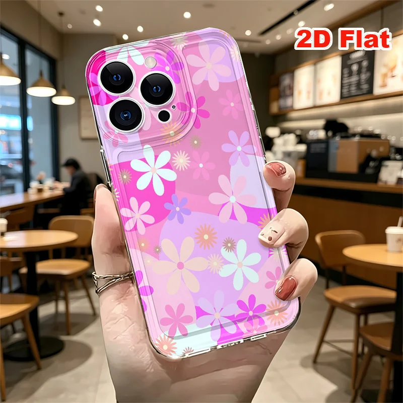 2D Flat Soft Silicone Phone Case For iPhone 17 Pro Max 16 18 Pro 13 11 15 14 Plus 12 17 16E 17Promax Shockproof Transparent Funda Cover