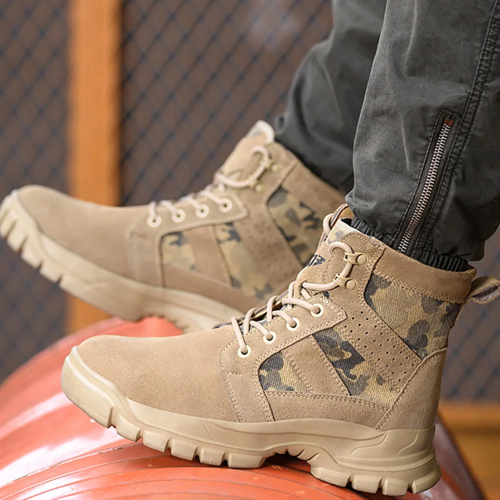 Замшевые рабочие ботинки ArmorToe, мужские рабочие ботинки со стальным носком, устойчивые к проколам, для пешего туризма, на открытом воздухе, для комфорта на весь день, прочный # Броня2751