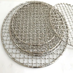 Stainless Steel Barbecue Net Round Metal BBQ Mesh Grate Grid Camping Picnic Food Rack BBQ Grill Kitchen Tool Accessories 15-20cm