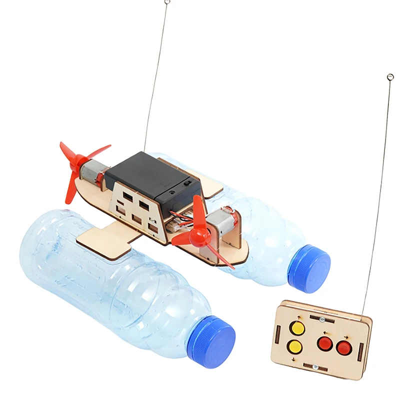 Modelo de barco de viento con Control remoto para niños, barco eléctrico de montaje de madera, Kit de experimentos científicos, juguete educativo STEM