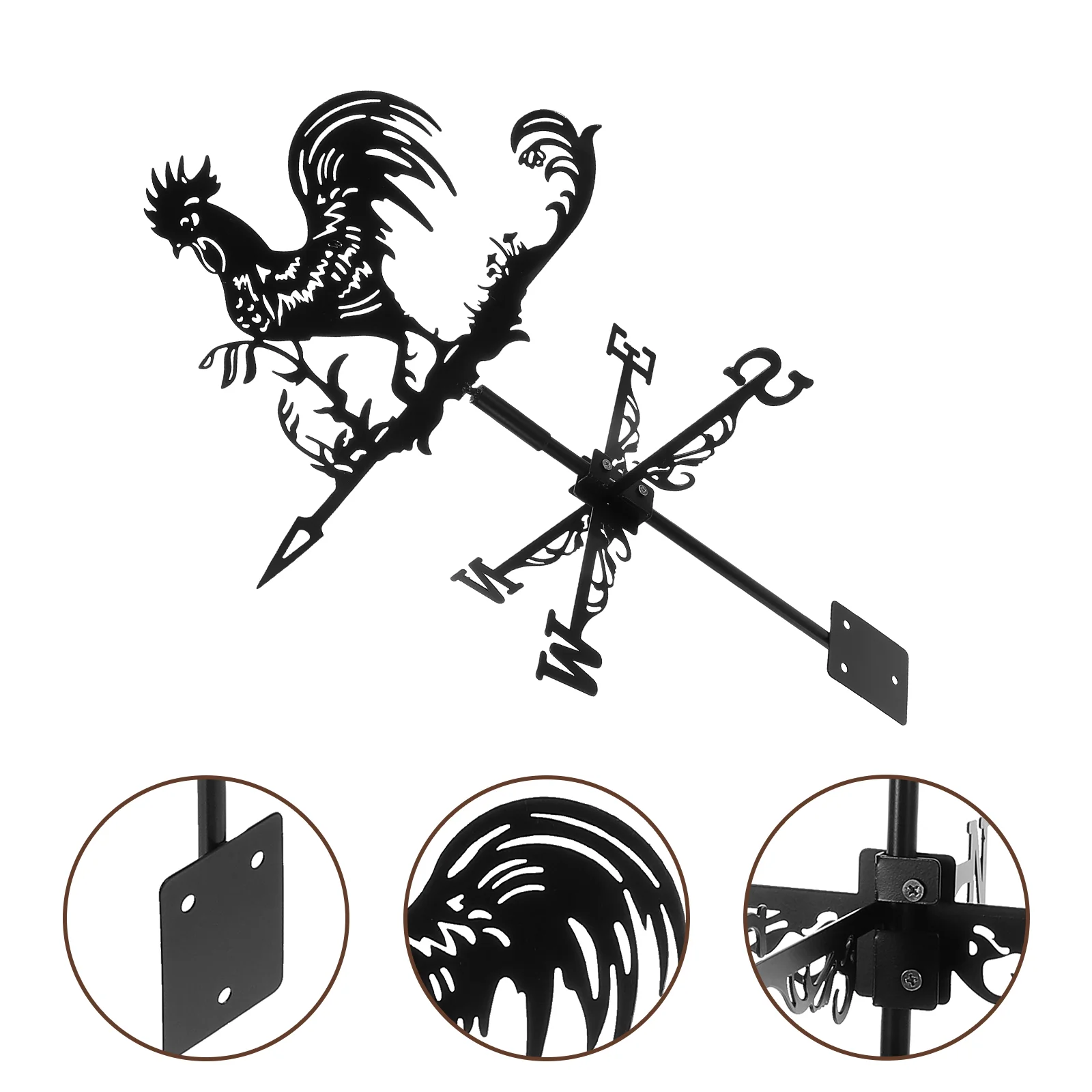 

Rooster Wind Vane Rooftop Weather Vane Retro Metal Wind Direction Indicator Farm Scene Garden Art Decor Roof Garden