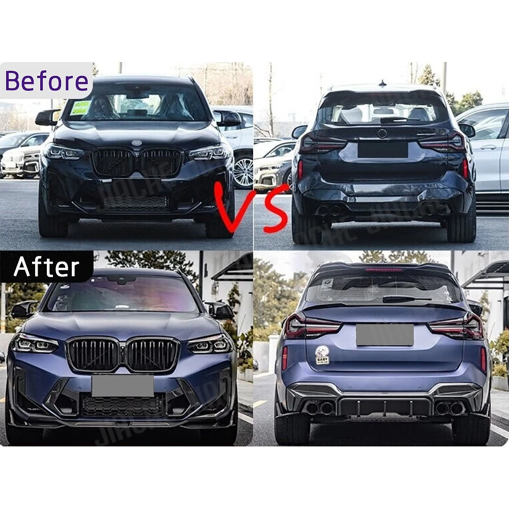 Dry Carbon Fiber Front Bumper Lip Spoiler Splitters For BMW X3M F97 2022+ Head Chin Guard FRP Car Bodykit