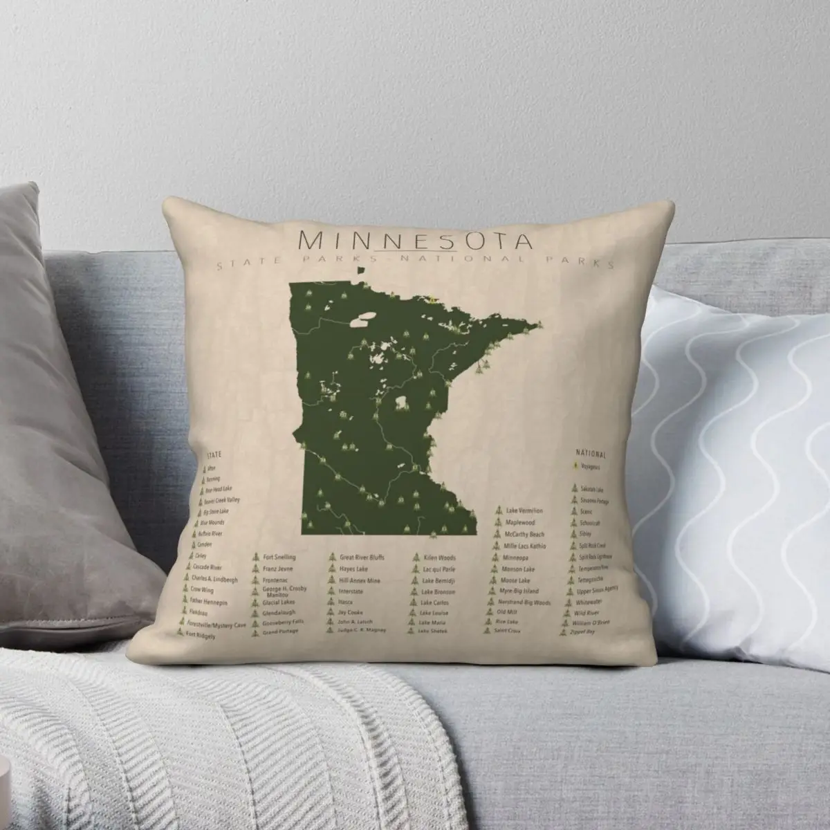 

Minnesota Parks Pillowcase Polyester Linen Velvet Printed Zip Decorative Room Cushion Cover