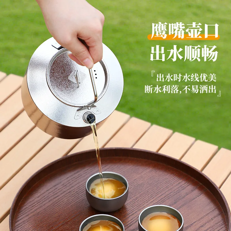 Pure Titanium Kettle Outdoor with Handle Large Capacity Field Pot Camping Picnic Set Portable Boiling Water Teapot