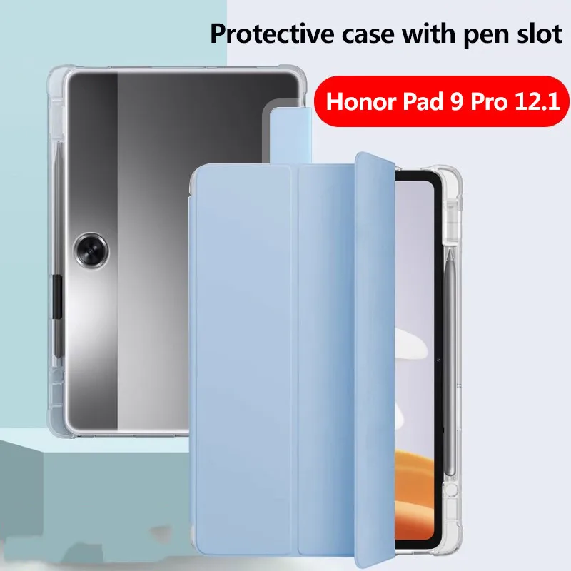 Transprent Airbag Anti-drop Pen Holder Case Cover For Honor Pad 9 12.1 inch 2023 9Pro Pad8 V8 Pro 11.5 X9 X8 Pro X8Lite 10.1