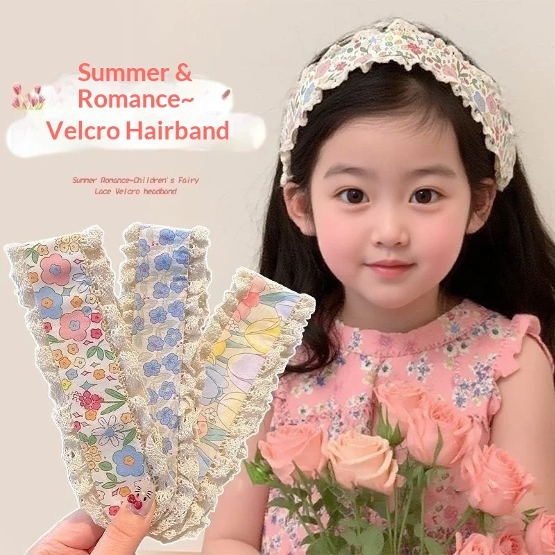 Knitting Colorful Flower Bangs Sticker Hair Band Printed Hair Sticker Headdress Sweet Floral Knitted Bangs Sticker Headband