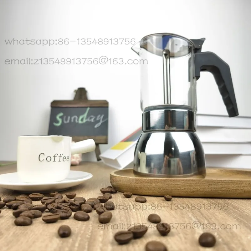 Glass mocha pot, high pressure coffee pot, portable, pressurized retro European-style espresso appliance, outdoor camping home
