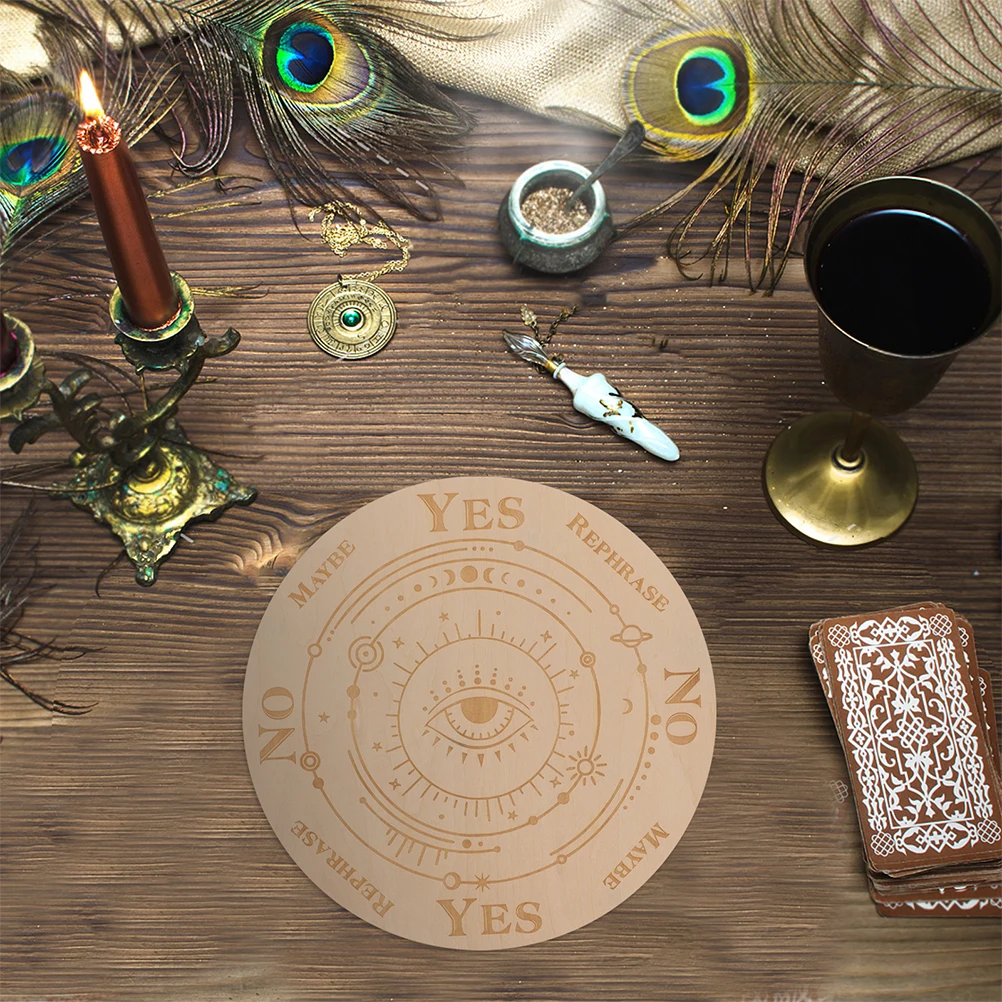 

2pcs Wooden Divination Wood Pendulum Board Evil Eye Spirit Board Witch Supply Carved Home Decoration Display Dowsing Tool