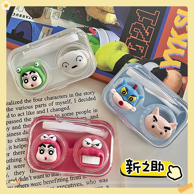 Anime Crayon Shin chan Premium Instagram Cartoon Contact Lens Box Compact Portable Companion Box Cute Contact Lens Box