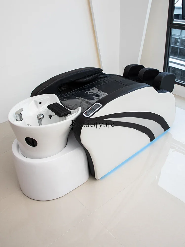 Electric Massage Shampoo Bed Barber Shop Lying Completely Ceramic Basin Flushing Bed