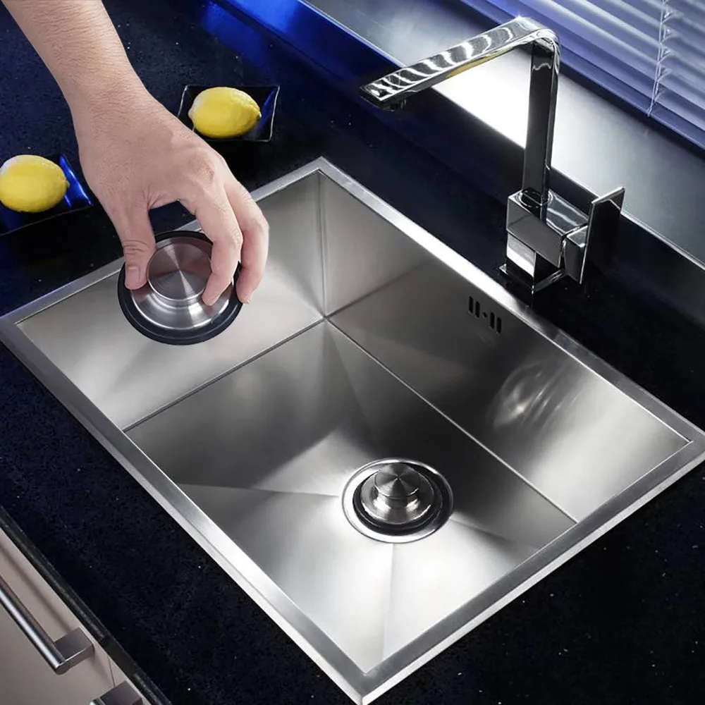 2 قطعة سدادة حوض المطبخ من الفولاذ المقاوم للصدأ، حافة واسعة كبيرة بقطر 3.38 بوصة - قابس التخلص من القمامة