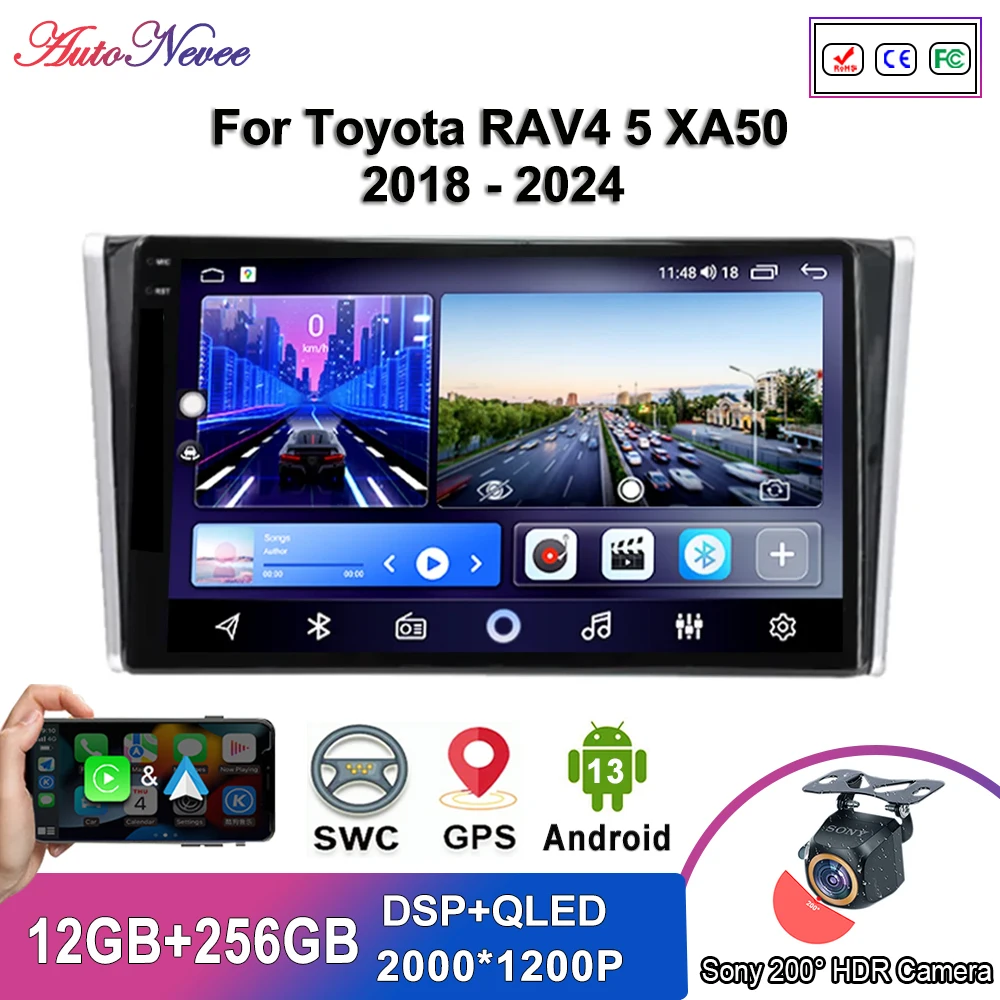 

2K Screen CarPlay Radio For Toyota RAV4 5 XA50 2018 - 2024 Multimedia Player GPS Navigation Stereo Head Unit No 2din DVD 5G wifi