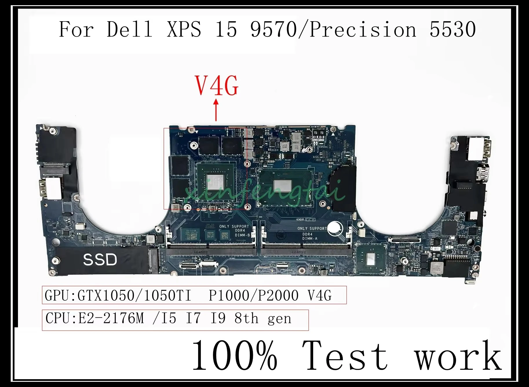 LA-G341P For Dell XPS 15 9570/Precision 5530 Laptop Motherboard with I5 I7 I9 E2-2176M CPU GTX1050/1050Ti P1000/P2000 V4G GPU