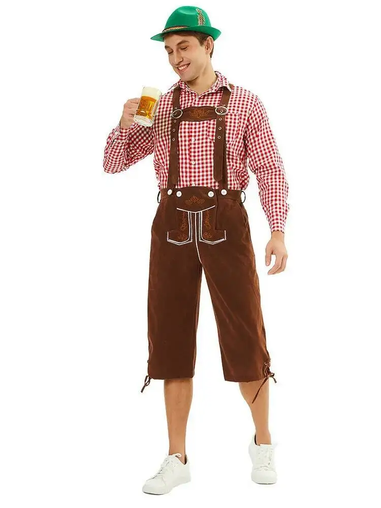 هالوين تأثيري الألمانية ميونيخ الرجال مهرجان البيرة زي منقوشة قميص وزرة البيرة مرحلة الأداء شركة #5