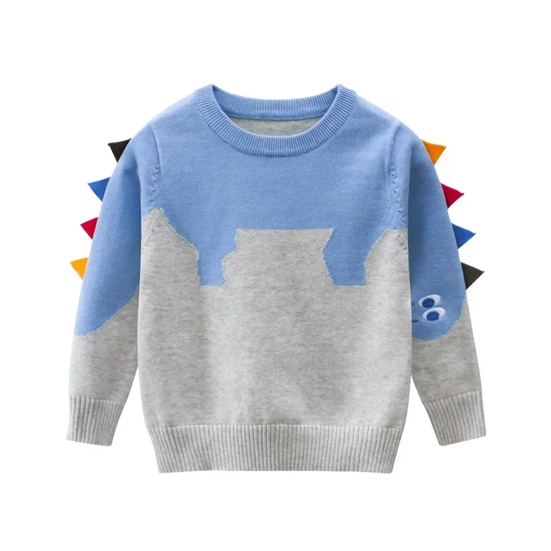 2024 Boys Sweater Winter Clothes Knit Jumper Top Children\'s Clothing Cartoon Dinosaur Pullover Casual Long Sleeve Kids Outfit