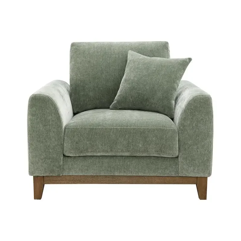 Modern Chair With Walnut Trim And Tapered Legs Soft Track Arms Includes