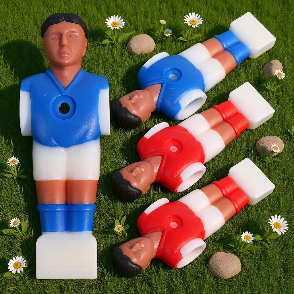 4 szt. Standardowe figurki do piłkarzyków stołowych, zamienne drążki do piłkarzyków, figurki piłkarskie w stylu turniejowym, czerwono-niebieskie figurki do piłkarzyków stołowych