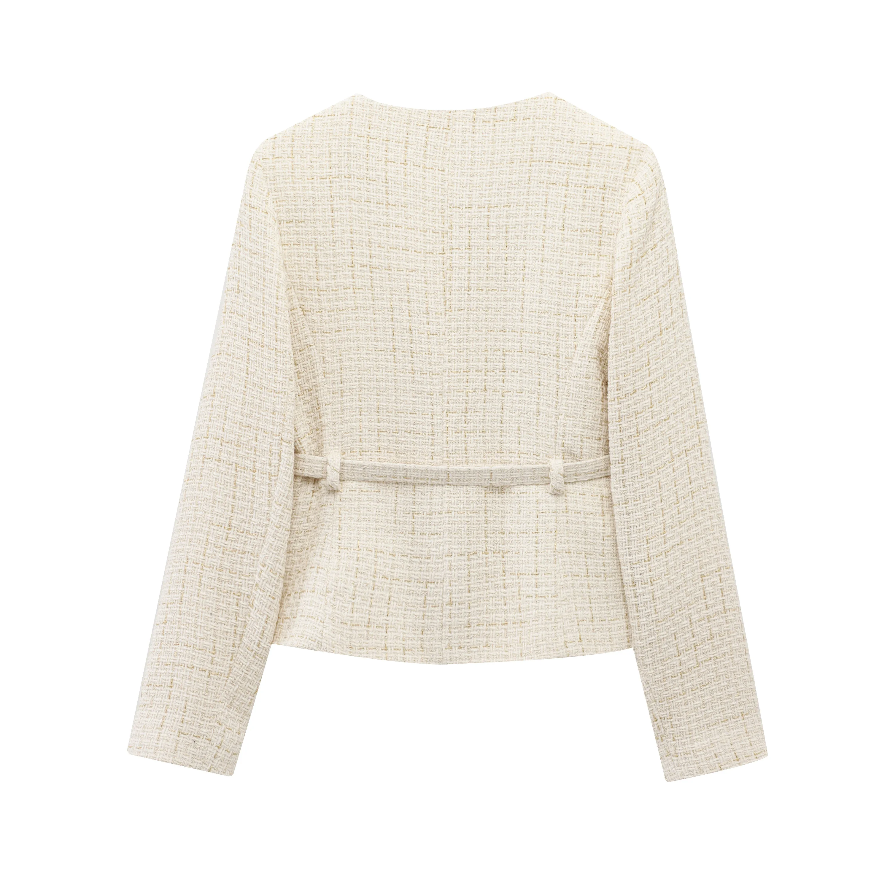 Women Tweed Single Breasted Elegant Jackets Coat Long Sleeve Plaid Jacket Woman Clothing Outdoor Clothes 2409113