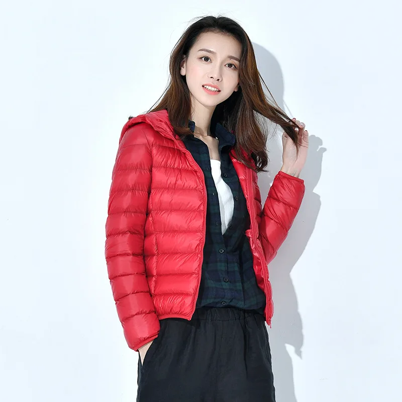 Plus Size S-8XL Down Jacket Women Short Portable Lightweight Warm Slim Fit  White Duck Down Padded Coats for Women JK-048