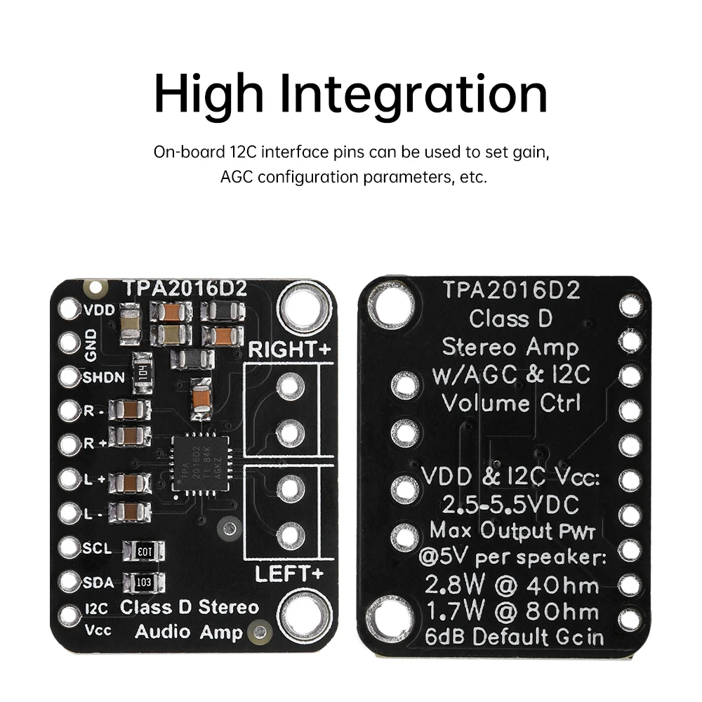 Digital Sound Amplifier Board Stereo Class D Audio Power Amplifier Module TPA2016D2 2.8W I2C AGC Amplification Amp Control Plate