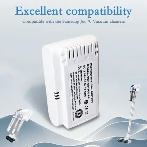 VCA-SBT90EB VCA-SBT90E 무선 스틱 진공 청소기용 진공 교체 배터리, 삼성 Jet70 + VS15T7032P4, 3500mAh, 신제품