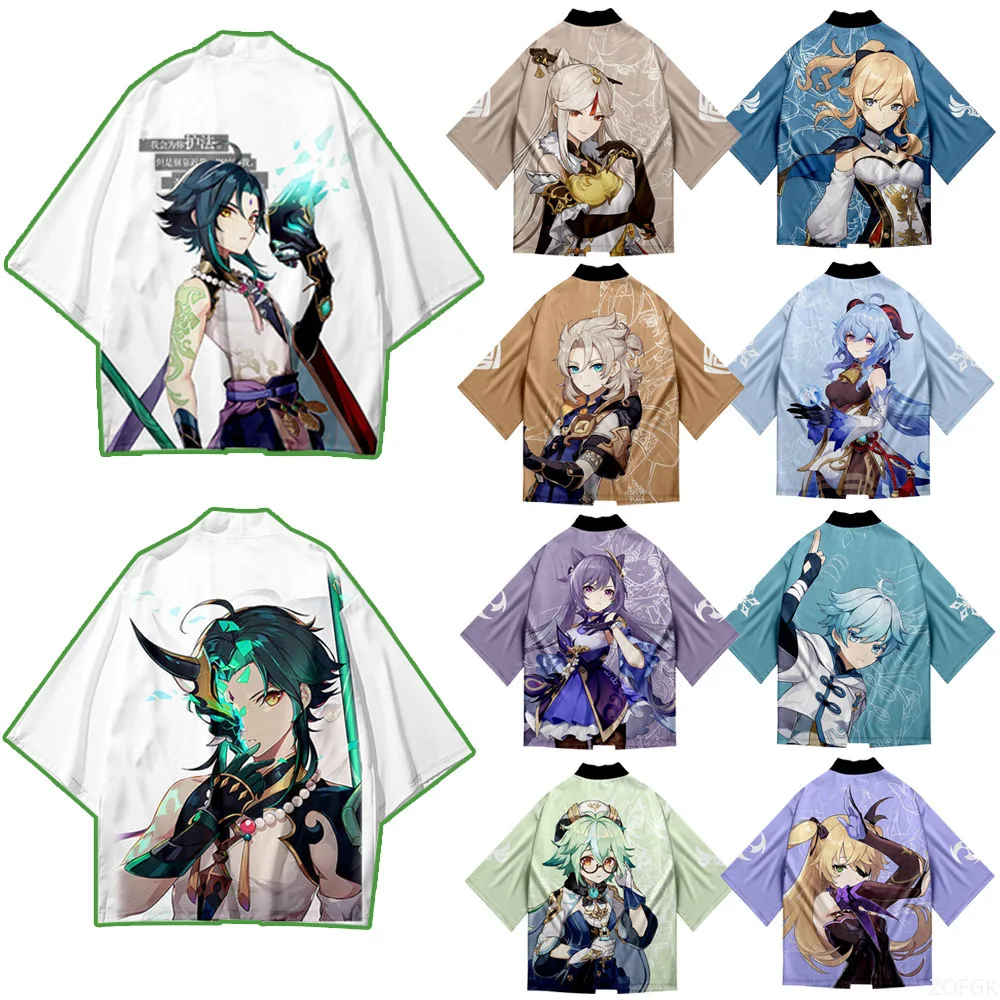 Sommer-Kimono-Umhang, Anime-Peripherie-Nachtgabelschutz, halbärmeliges, federgewebtes 3D-gedrucktes Cardigan-Oberteil