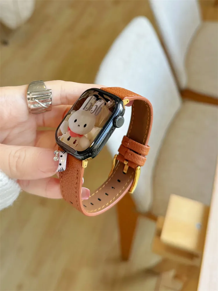 

Minimalist and niche leather compatible iWatch strap 38mm 40mm 41mm 42mm 44mm 45mm 49mm fashionable strap