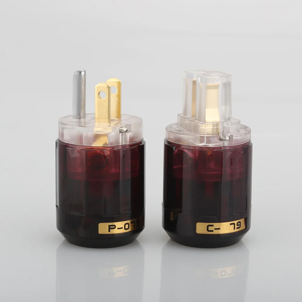 Пара P-079 C-079 IEC + P079, 24-каратная позолоченная вилка питания США + разъем питания IEC Hifi DIY C079 Вилка питания