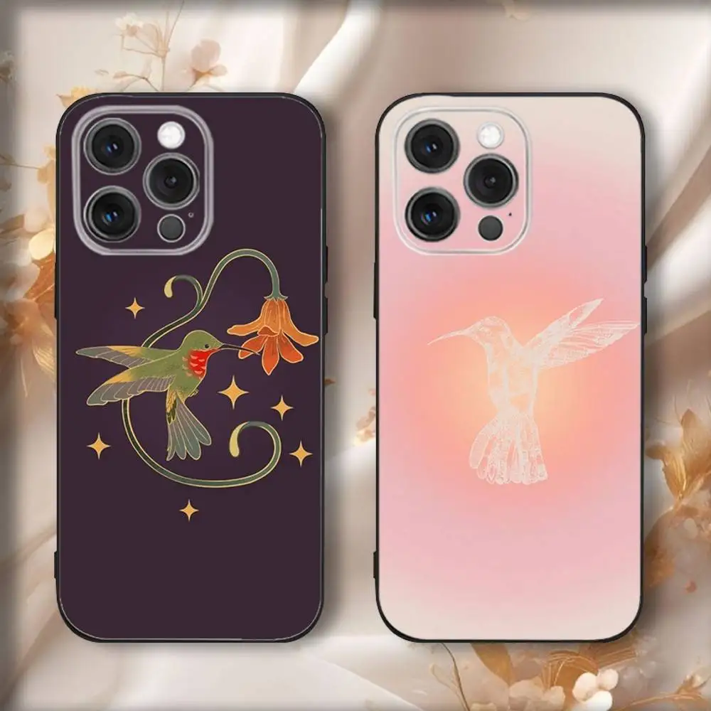 

Cute Animal Hummingbird Phone Case For iPhone 17,16,15,14,13,12,11,Pro,Max,Plus,Air,X,XS,XR,SE,8,7,Mini,Soft Black Funda