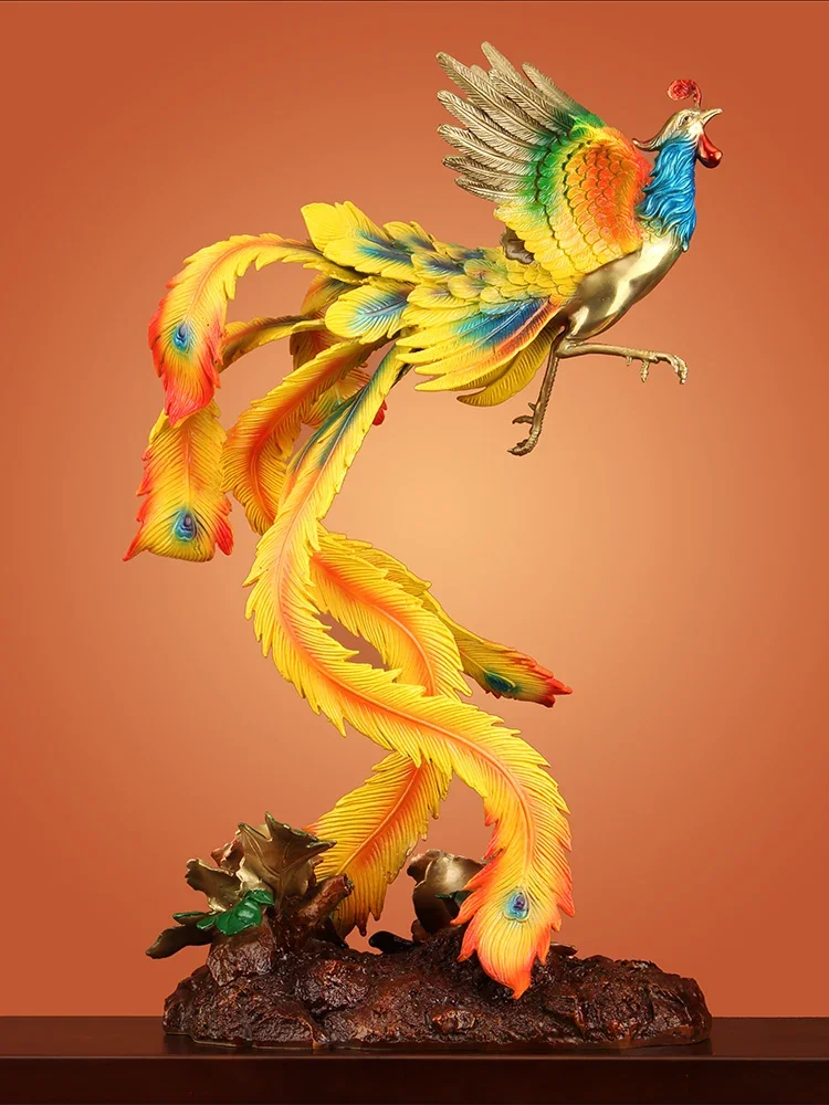 Phoenix in Flight Color Copper Fire Phoenix Ornaments Living Room Entrance