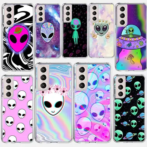 Cute Cartoon Alien Soft Silicone Phone Case For Samsung Galaxy S25 S24 S23 Ultra S22 S21 Plus S20 FE S10 S25Edge S25U Silicone F