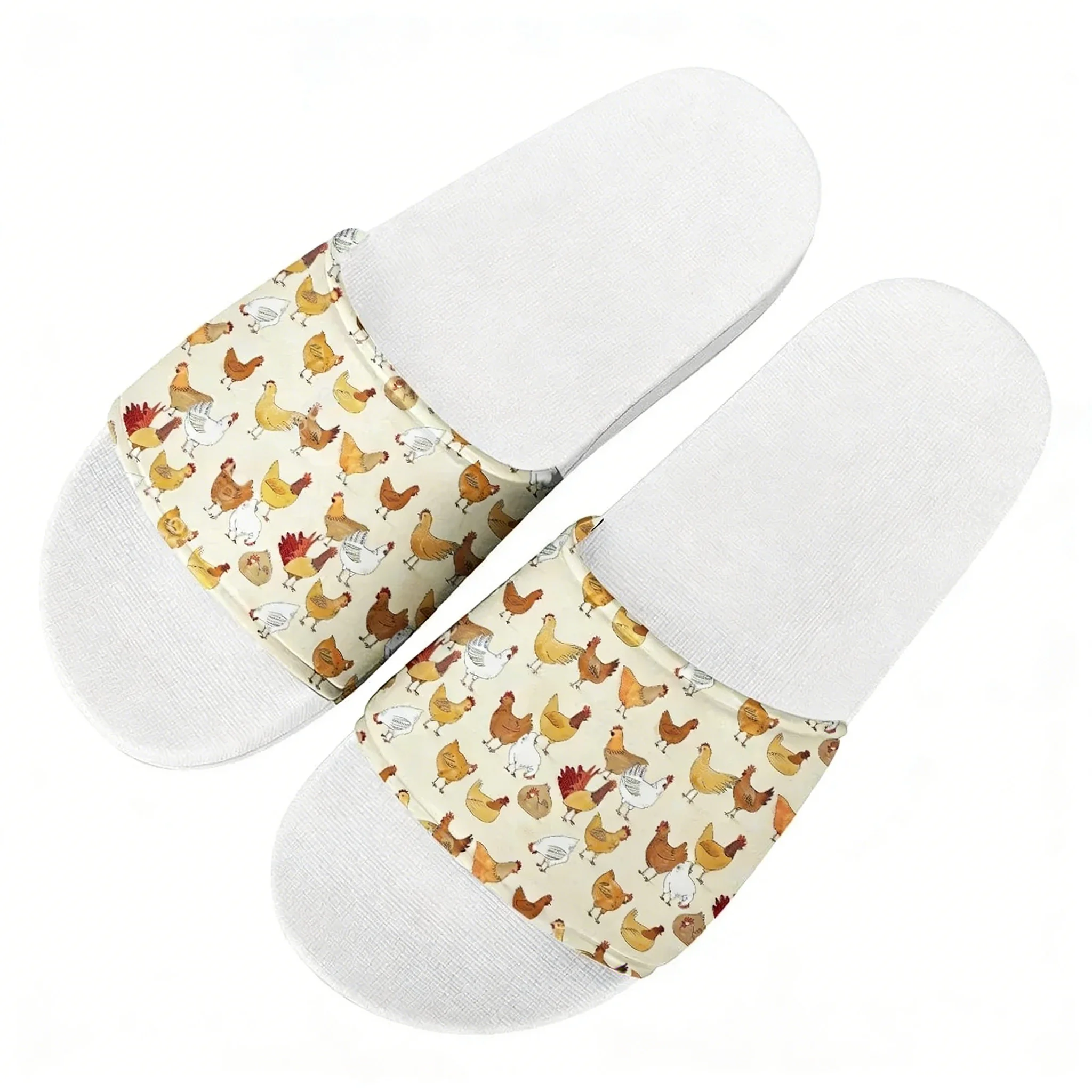 Pantuflas con estampado de gallo de dibujos animados, zapatos de agua para el hogar, sandalias de playa y piscina a la moda para mujeres y adolescentes, pantuflas de verano cómodas hechas a medida