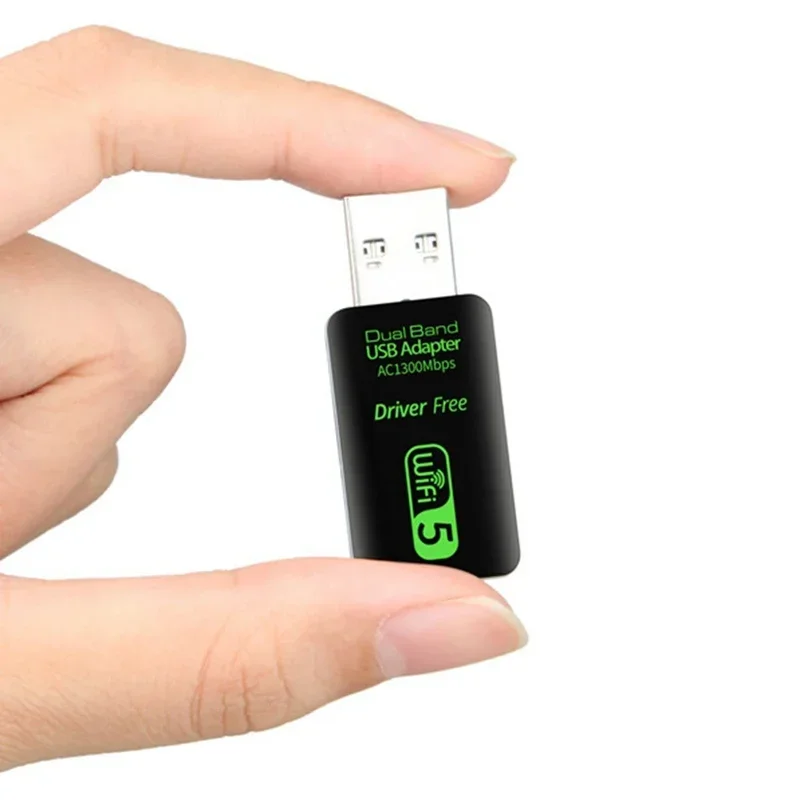 드라이버 프리 USB 무선 네트워크 카드 라우터, 5G 듀얼 밴드 기가비트 1300M, PC 1 개