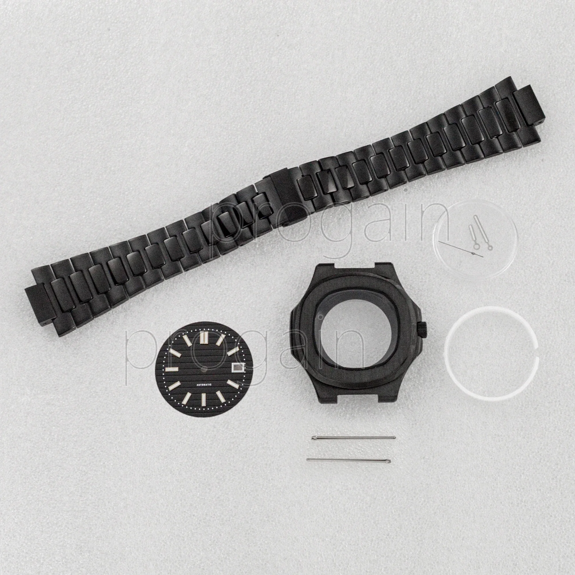 316L Stainless Steel black Watchcase And Strap 30.5mm Dial Modifi mod Parts for Nautilus NH35 Automatic Movement 5ATM waterproof