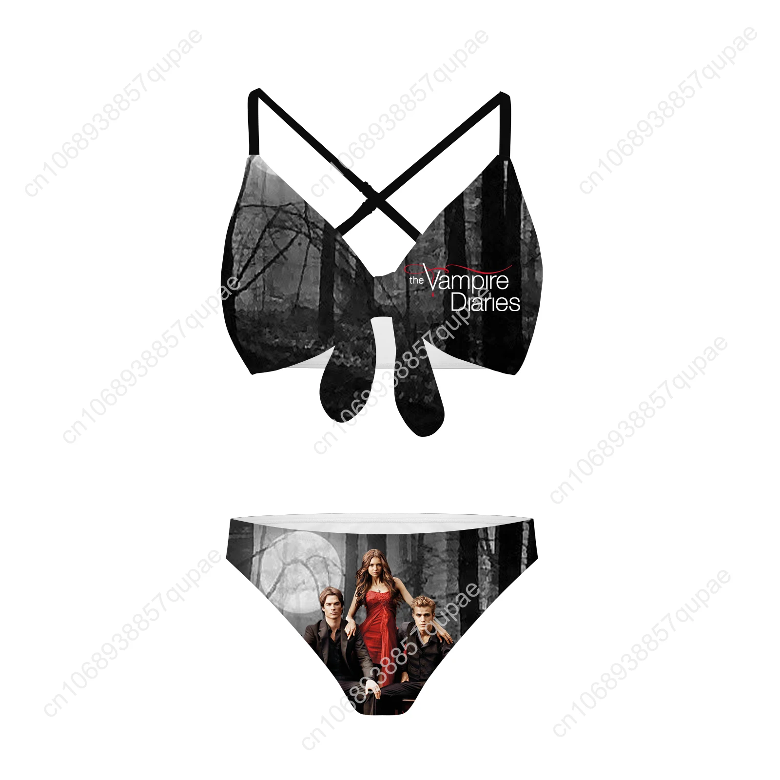 

The Vampire Diaries Suits Cross Strap Suspenders Swimsuits Womens Bikini Pool Party Beach Swimwear Customized Beachwear