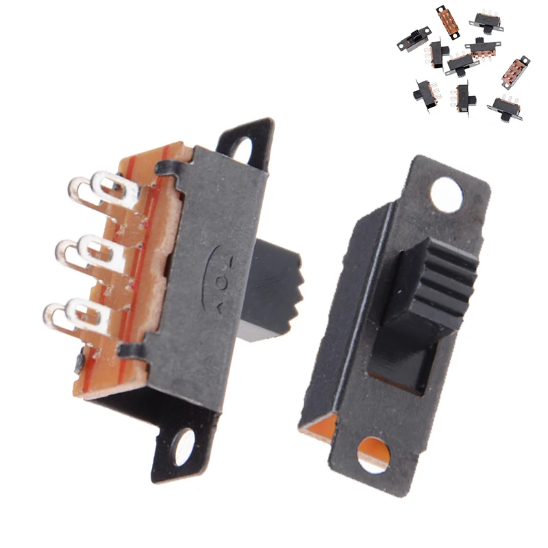 10Pcs/set 2 Position DPDT 2P2T Panel Mount Vertical Slide Switch 6 Pin 0.5A 50V DC Accessories