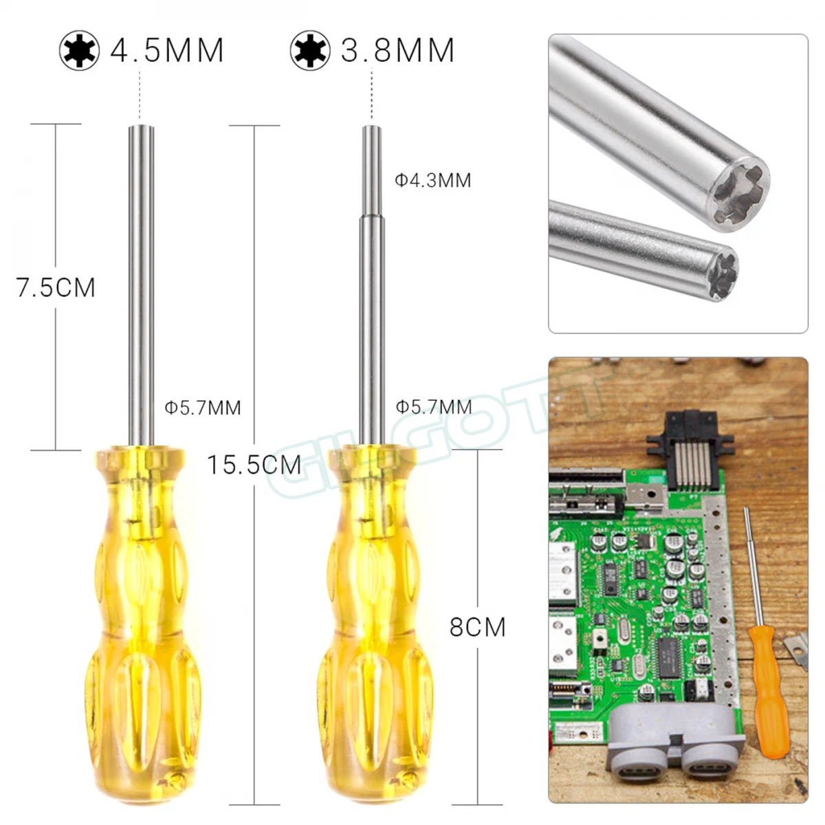 GILGOTT 3.8mm 4.5mm Hexagon Screwdriver Bit Screw Driver GameBit with Handle for SNES NGC N64 for SEGA Game Cartridge