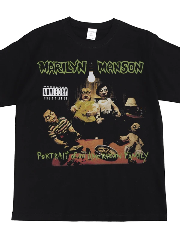 Marilyn Manson American Style Hip Hop Short Sleeve T-Shirt Retro Print Casual Cotton Top for Youth Unisex Summer Tee