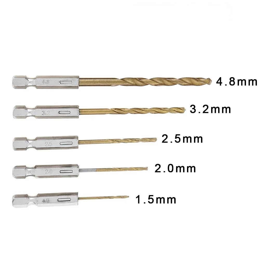 この 5 ピース六角シャンク ビット セットで効率的な穴あけが可能で、ほとんどの電動工具と互換性があり、金属や木材に使用できます。