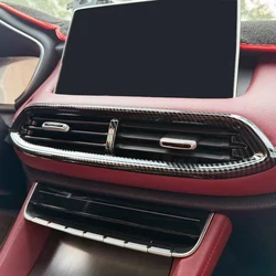 For MG HS 2018-2023 LHD RHD ABS Carbon Fiber Car Center Console Air Condition Outlet Cover middle AC Vent Frame Trim Accessories