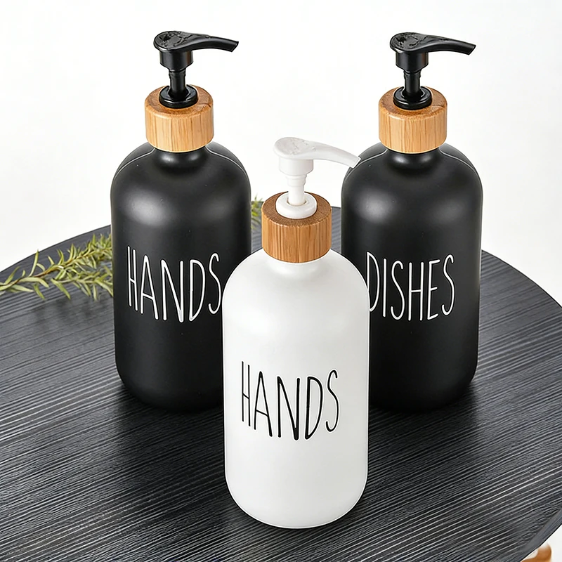 

Black Dish Soap Dispenser Set for Kitchen Sink Hands Soap and Dishes Detergent Storage Bottle Refillable Bottles