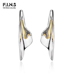 F.I.N.S Fashion Real S925 Sterling Silver Color Collision Stamen Stud Earrings Glossy Flower Piercing Ear Fine Jewelry Accessory