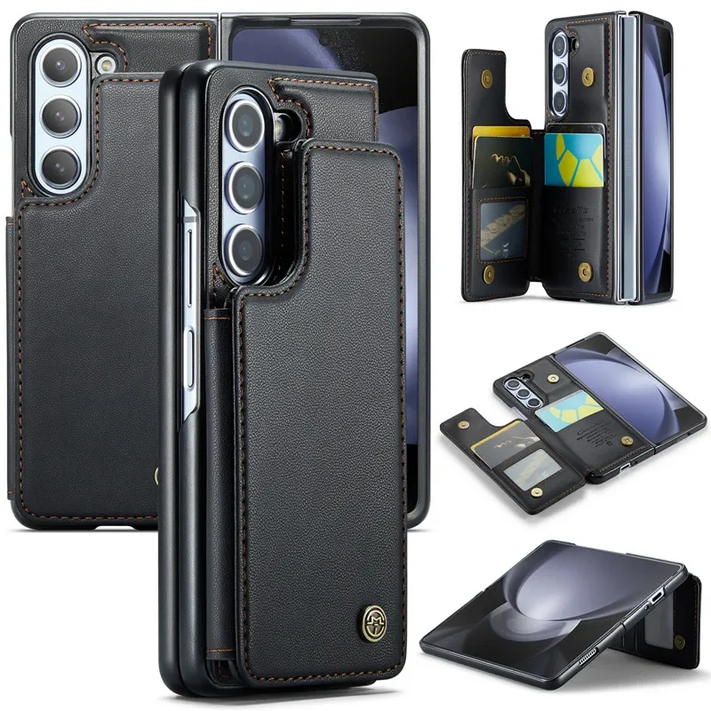 EUCAGR Luxury Magnetic Wallet PU Leather Case For Samsung Galaxy Z Fold 3 4 5 6 Card Solt Holder Pocket Cover For Galaxy Z Fold5