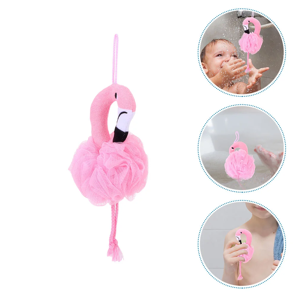 2 Pcs Flamingo Bath Flower Cleaning Scrubber Pouf Shower Exfoliating Mesh Sponge Baby Bathtub Towel Dad