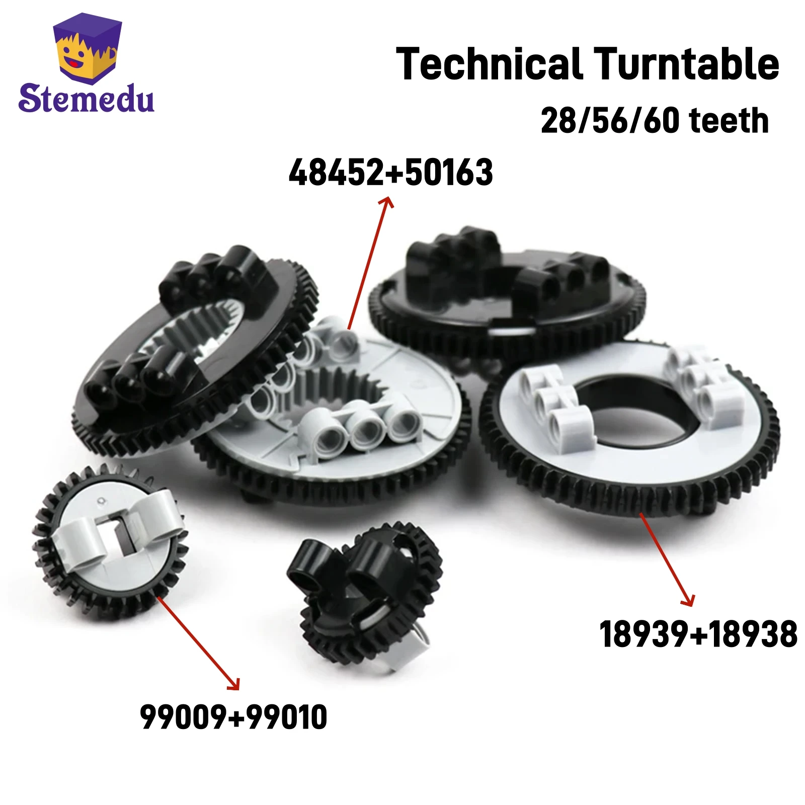 

4 Set Turntable 28 Teeth Small Bottom Top Building Blocks Technical Parts 99009 99010 50163 48452 18939 18938 compatible legoeds