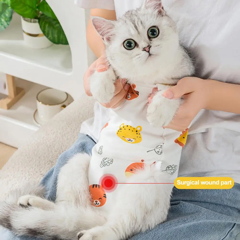 Cat Neutering Suit Breathable Pet Recovery Suit Easy to Wear Adjustable Cat Protective Clothes Pet Supplies