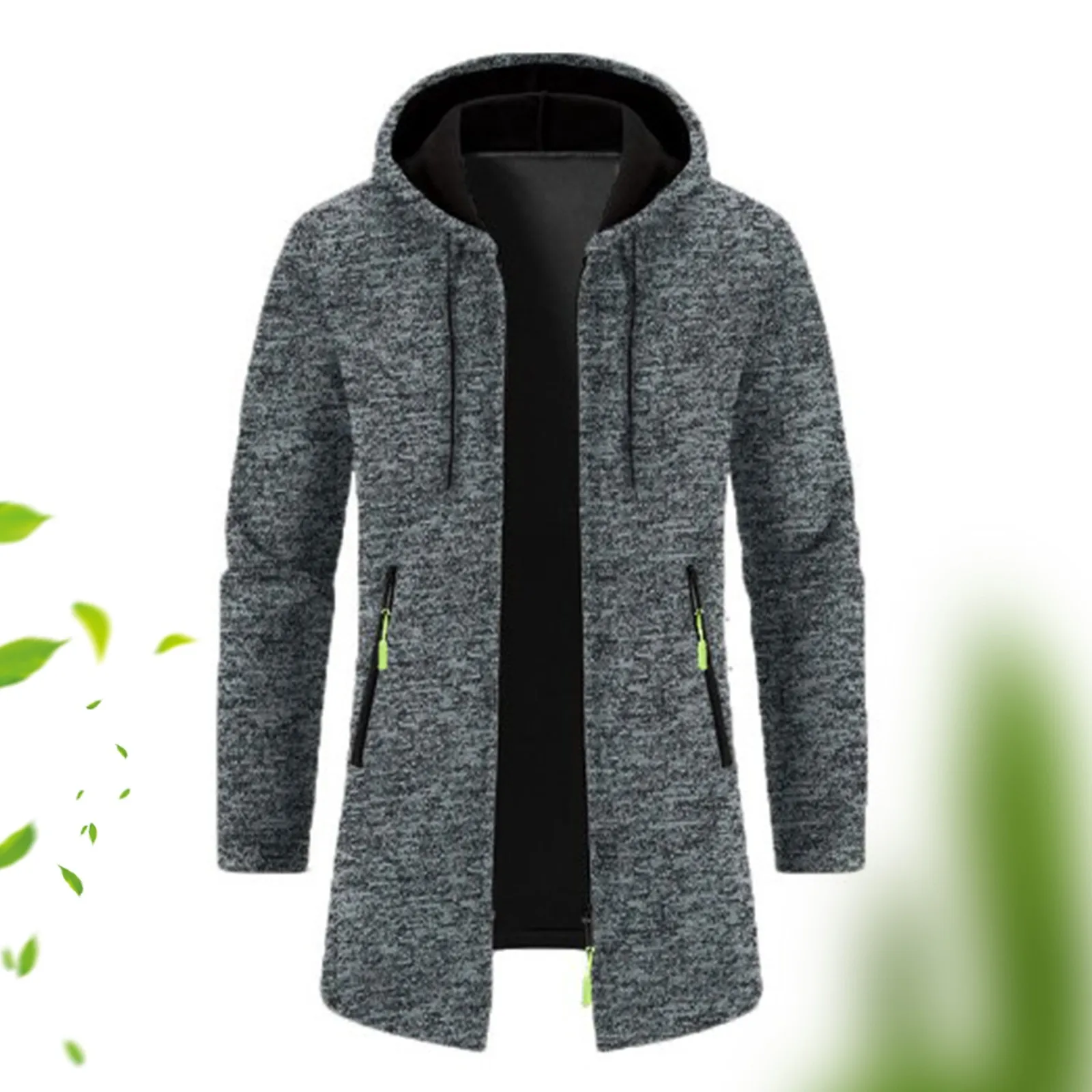 2024 Knit Sweater Men Winter Long Trench Coat Jacket Fleece Wind Breaker Navy Turn-down Hoodies Zipper Cardigan Male Overcoat