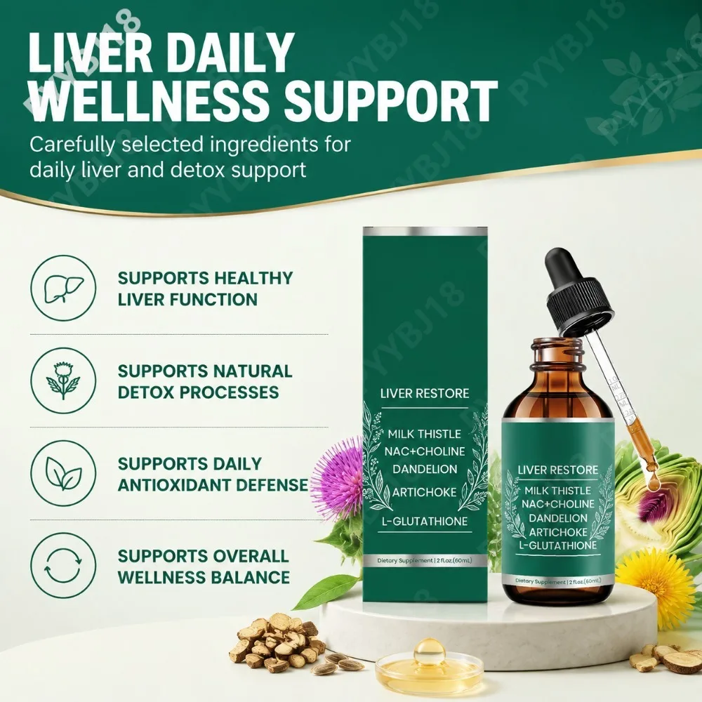 Milk Thistle Drops with Dandelion, Artichoke, Choline & L-Glutathione, Herbal Blend for Simple Daily Wellness Support 60ml / 2oz