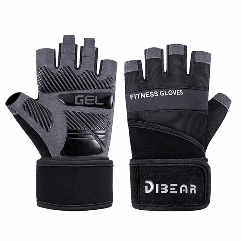 Half Finger Bodybuilding Gym Gloves Weightlifting Dumbbell Training Anti-Slip Fitness Gloves Crossfit Workout Exercise For Man